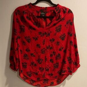 Elegant Red Floral Women's Blouse